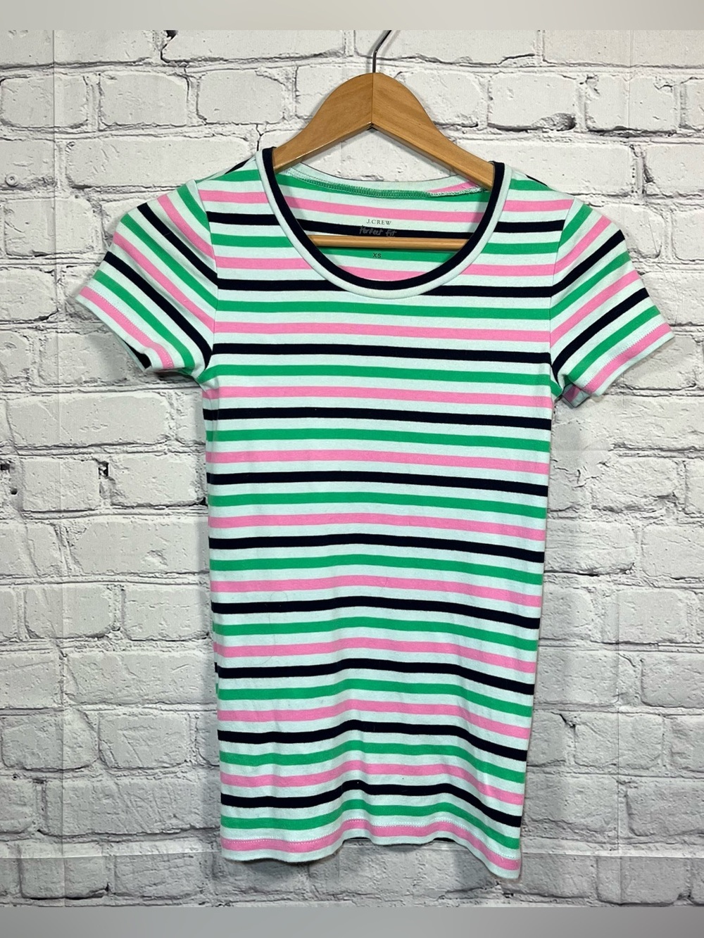 J.CREW Perfect Fit Striped T Shirt Women’s Size XS Multicolor Short Sleeve
